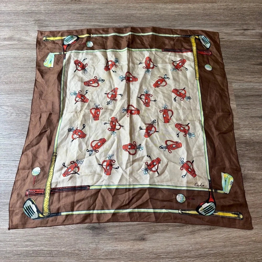 Echo Silk Scarf Golf Clubs Caddy Theme | Brown | 23